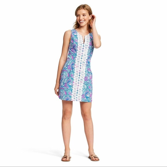 Lilly Pulitzer Dresses & Skirts - Lilly Pulitzer  My Fans Sleeveless Split Neck Shift Mini Dress 8 New with tags